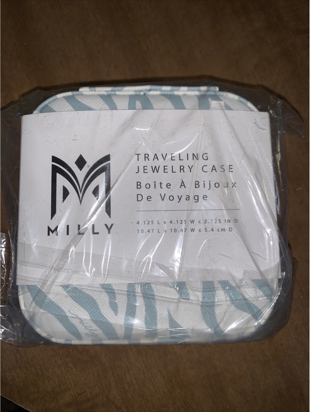 New In Package Milly Traveling Jewelry Case Animal Print Zippered Closure